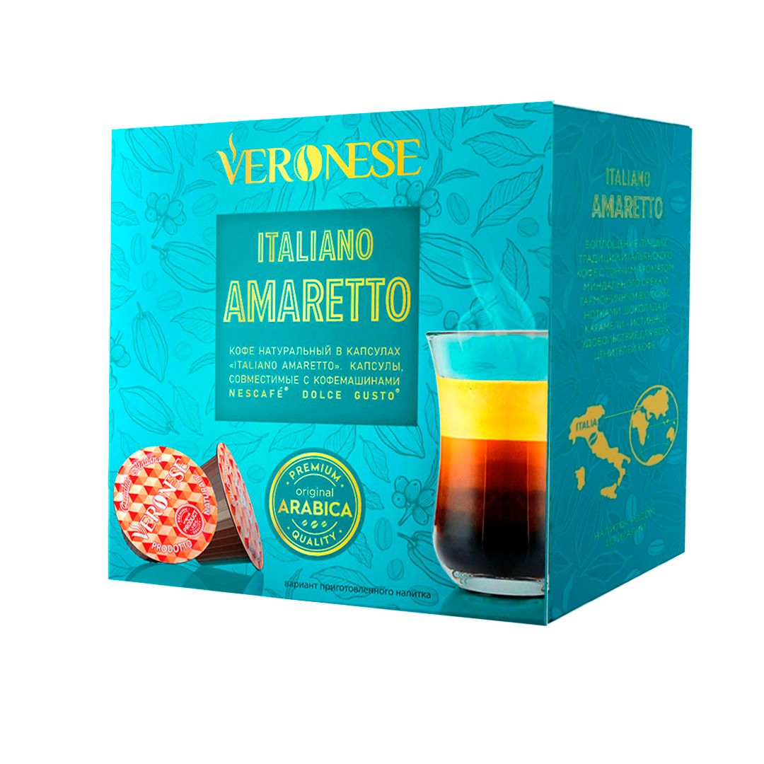 Кофе в капсулах Veronese "Amaretto" для кофемашин Dolce Gusto, 10 капсул / Кофе и чай в капсулах