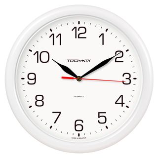 Часы круглые Troyka, d=24,5 см, белые, пластиковые / Часы настенные