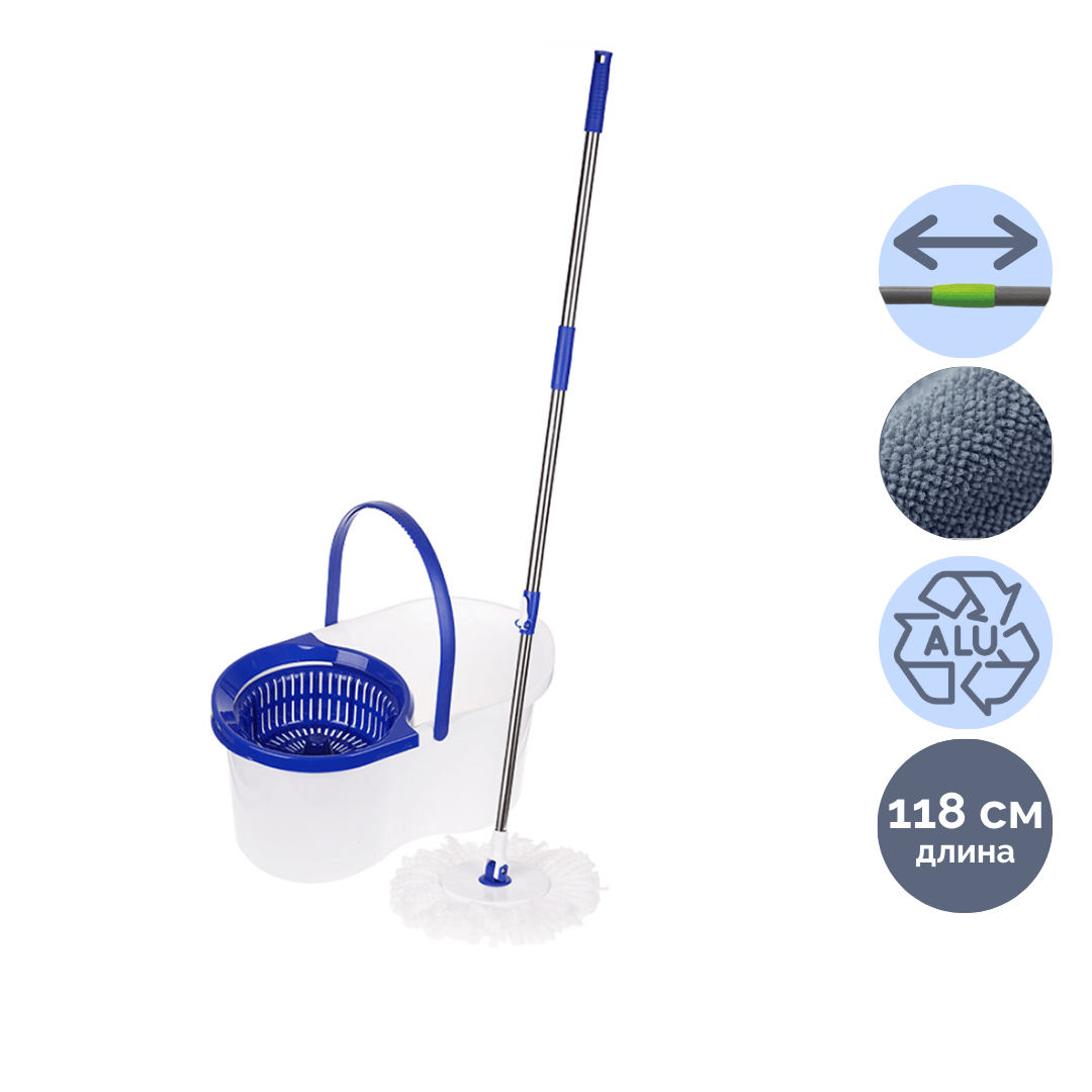 Комплект для уборки OfficeClean Professional, с функцией самоотжим, ведро+швабра с круглой насадкой / Швабры и комплекты