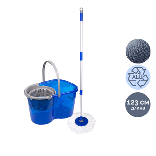 Комплект для уборки OfficeClean Professional, с функцией самоотжим, ведро+швабра с 2 насадками / Швабры и комплекты