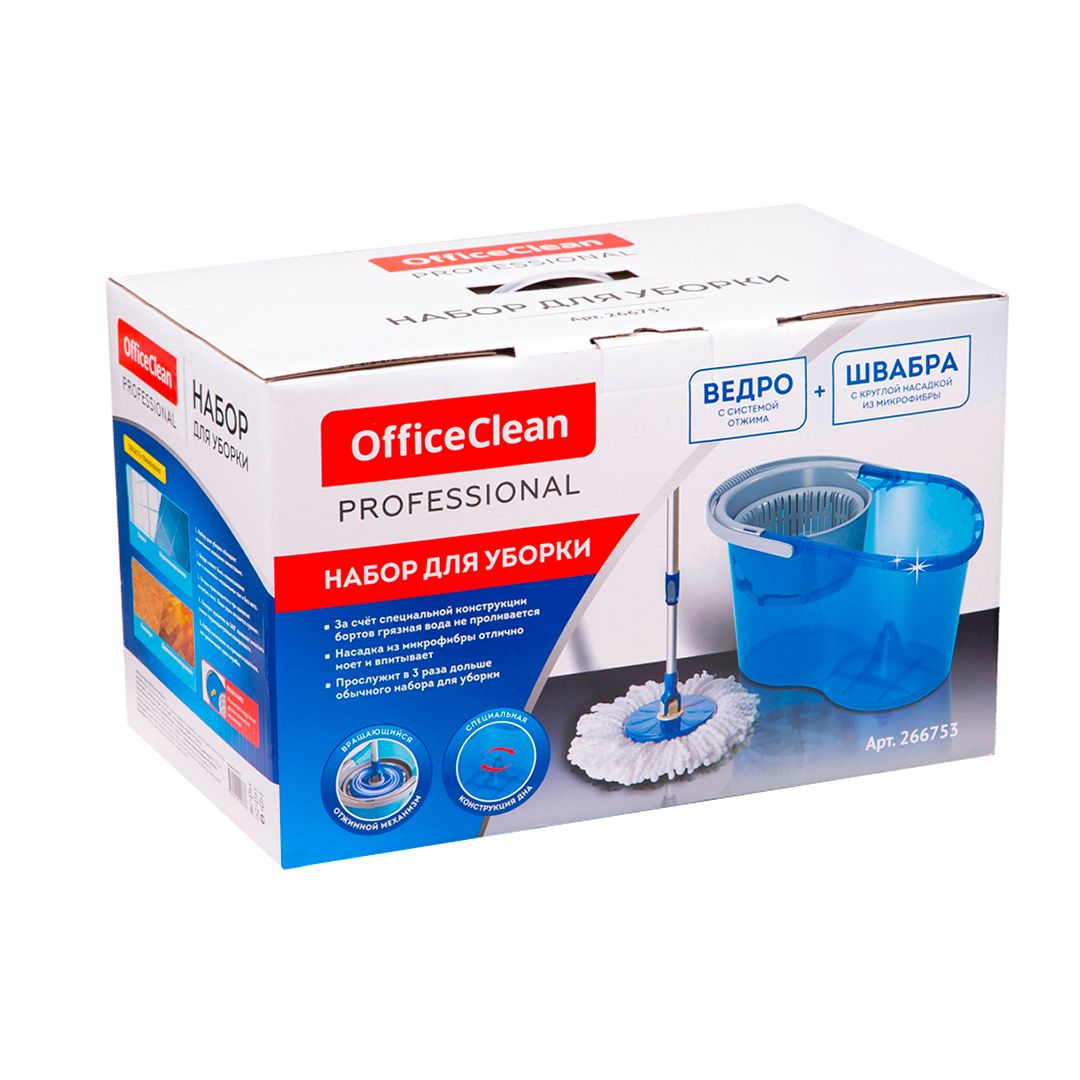 Тазалауға арналған жинақ OfficeClean Professional, өздігінен сығылатын, шелек+2 саптамасы бар швабра / Еден жуғыштар және жинақтары №5