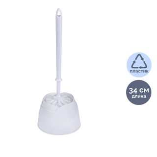 Ершик для туалета OfficeClean, с подставкой, 34*7 см, пластик, белый / Веники, щетки, совки