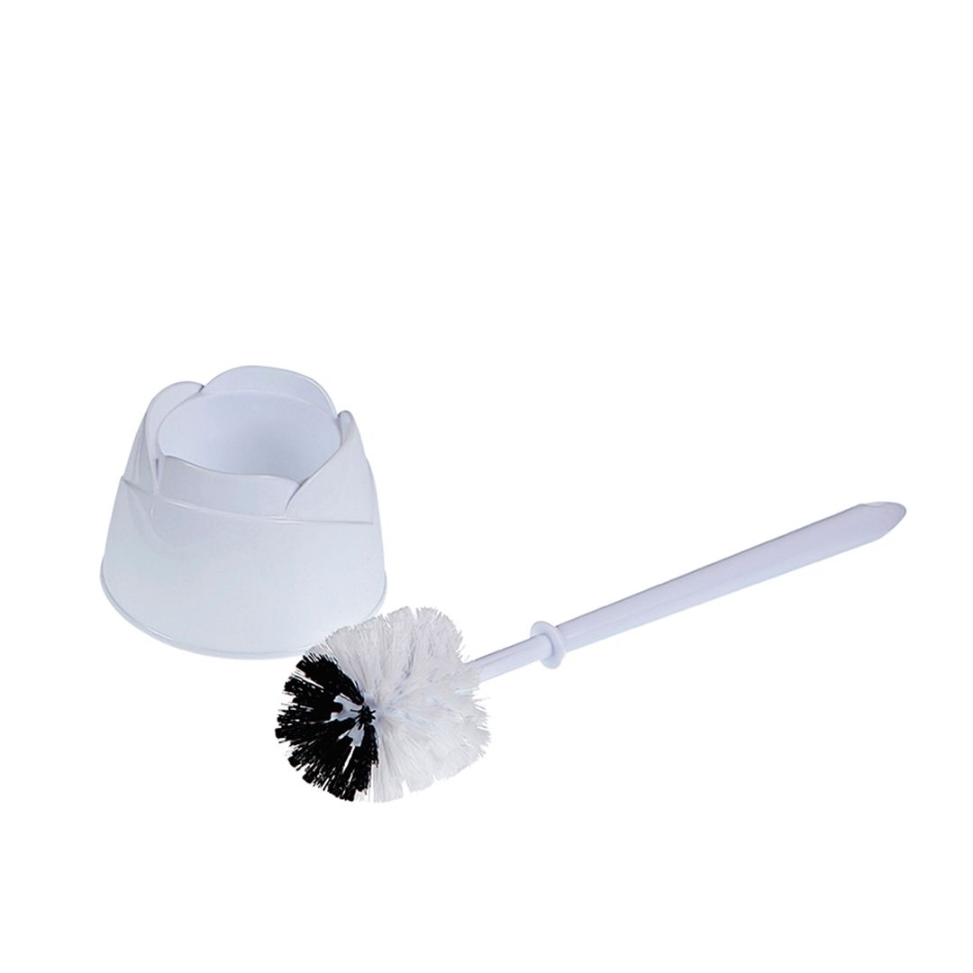 Ершик для туалета OfficeClean, с подставкой, 34*7 см, пластик, белый / Веники, щетки, совки №2