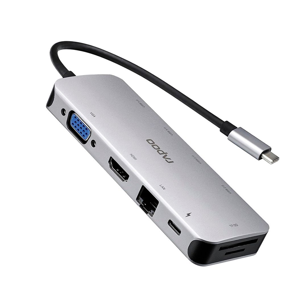 Мультифункциональный адаптер Rapoo XD200C, HDMI/VGA, USB-C, 4 порта USB3.0, серебристый / Веб-камеры №2