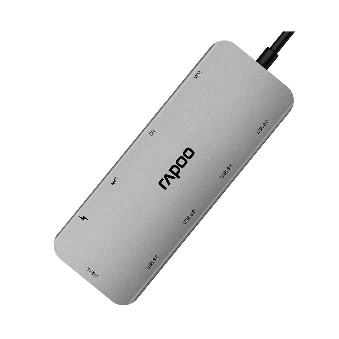 Мультифункциональный адаптер Rapoo XD200C, HDMI/VGA, USB-C, 4 порта USB3.0, серебристый / Веб-камеры №3