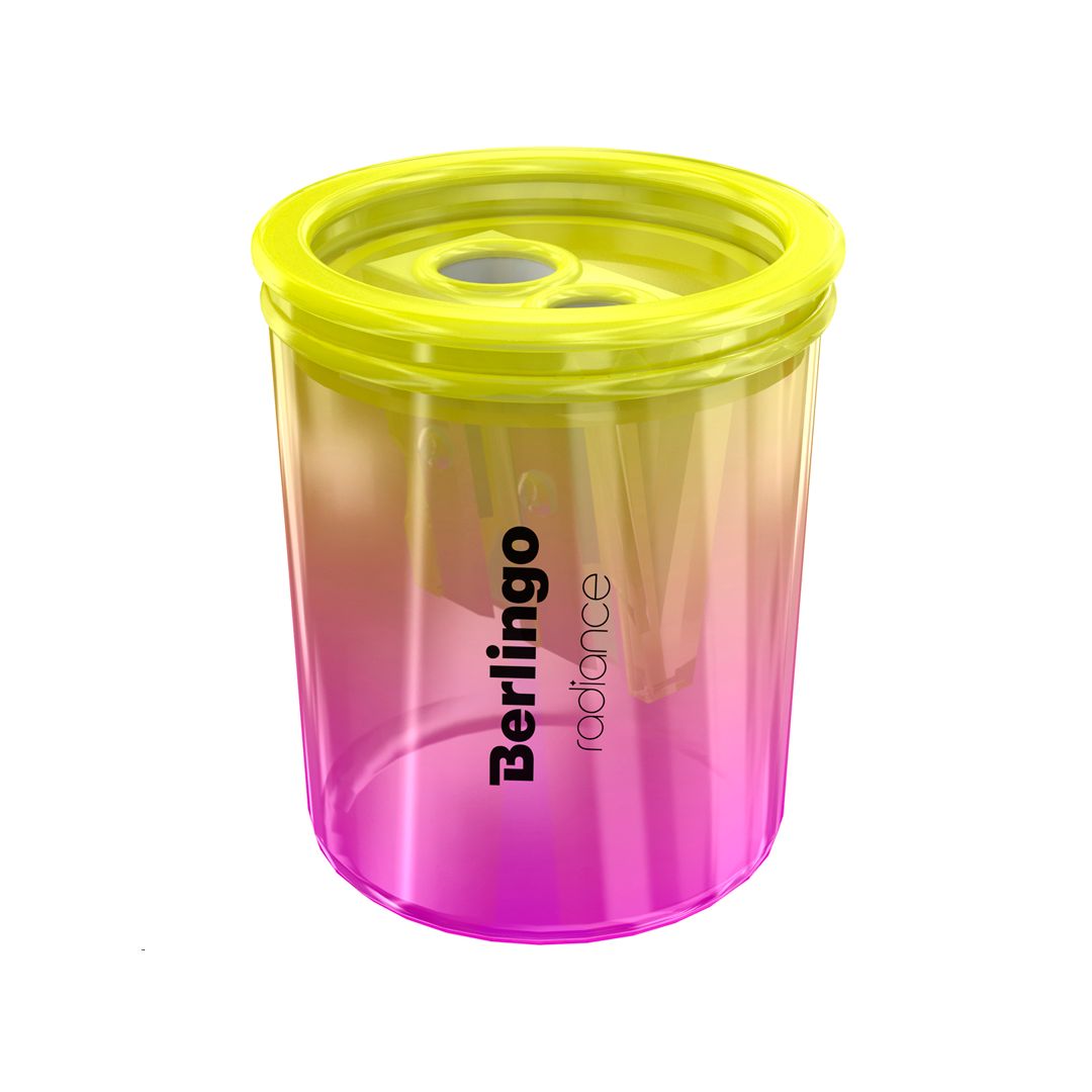 Точилка Berlingo "Radiance" пластиковая, с контейнером, с двумя отверстиями, ассорти, цена за штуку / Точилки №2