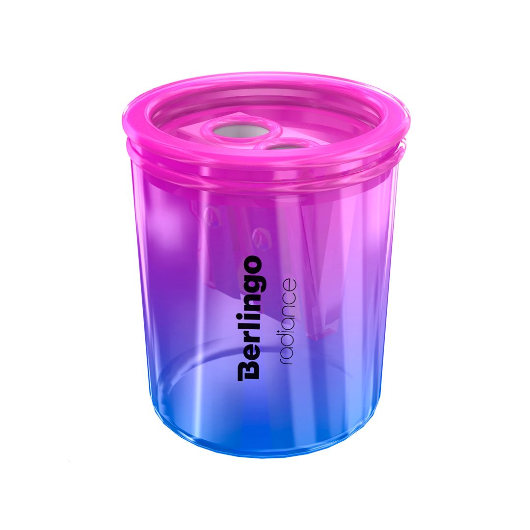 Точилка Berlingo "Radiance" пластиковая, с контейнером, с двумя отверстиями, ассорти, цена за штуку / Точилки №4