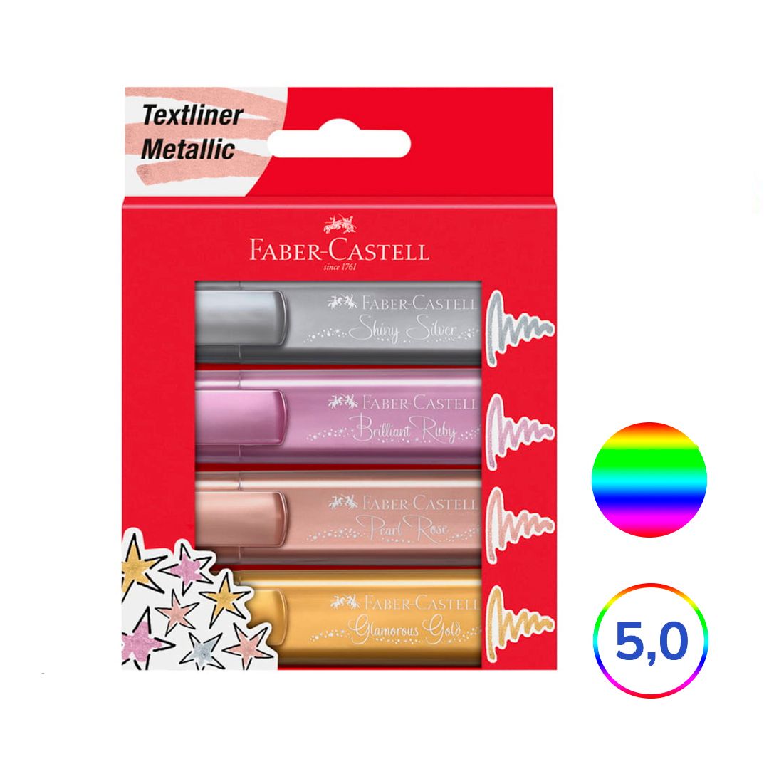 Набор текстовыделителей Faber-Castell "TL 46", металлик, 1-5 мм, 4 цвета / Текстовыделители
