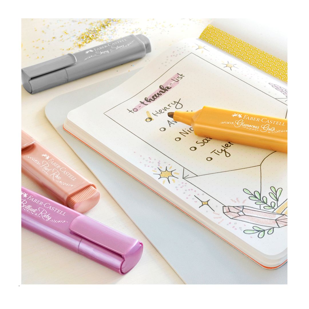 Набор текстовыделителей Faber-Castell "TL 46", металлик, 1-5 мм, 4 цвета / Текстовыделители №5