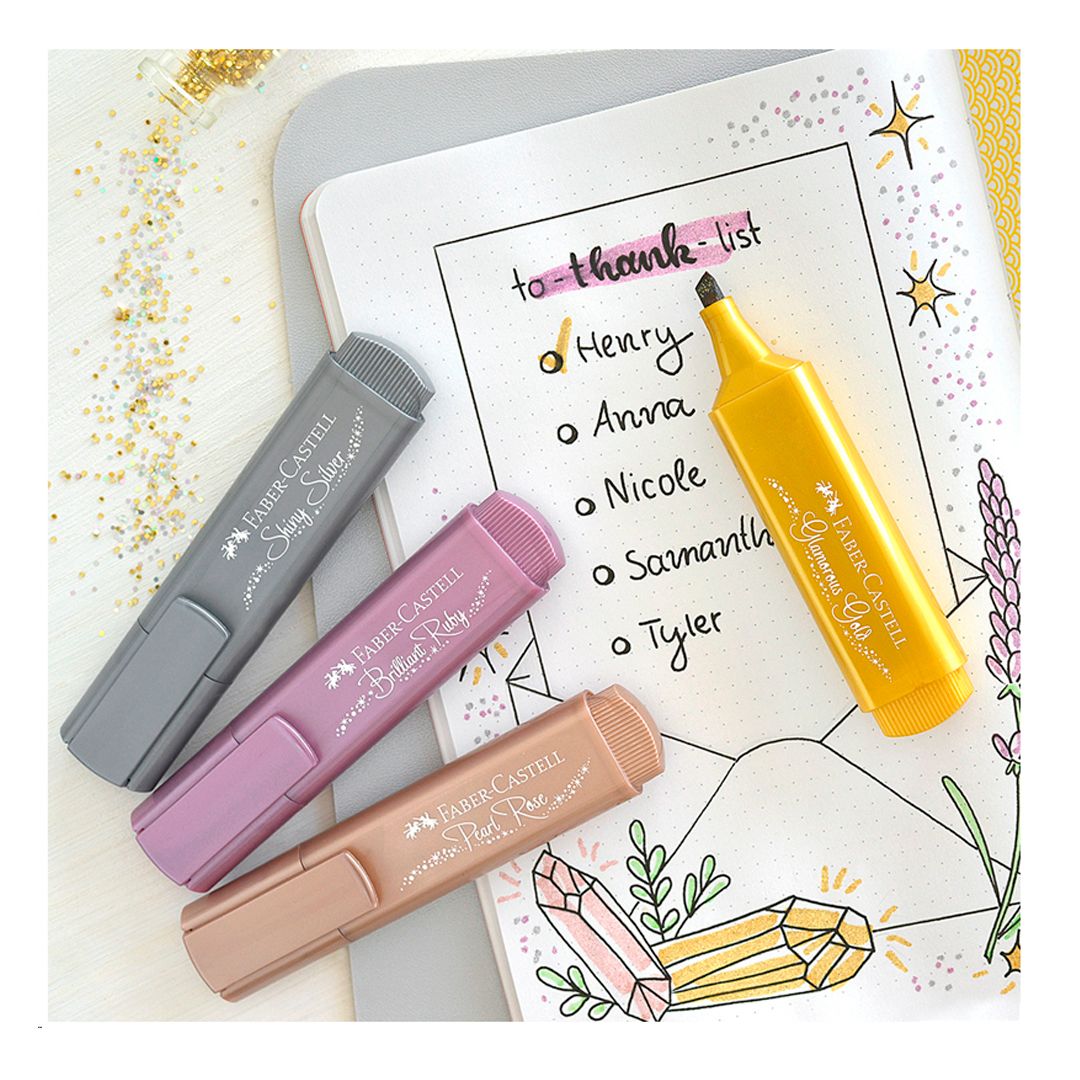 Набор текстовыделителей Faber-Castell "TL 46", металлик, 1-5 мм, 4 цвета / Текстовыделители №6