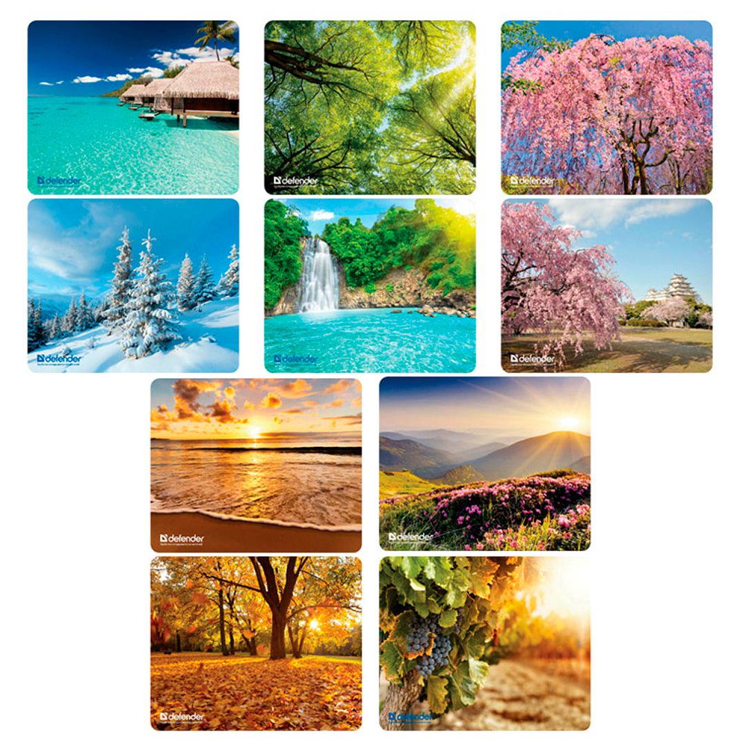 Коврик для мыши Defender Silk Pad Nature, ассорти, резиновая основа, 230*190*1,6 мм, цена за штуку / Коврики для мыши №2