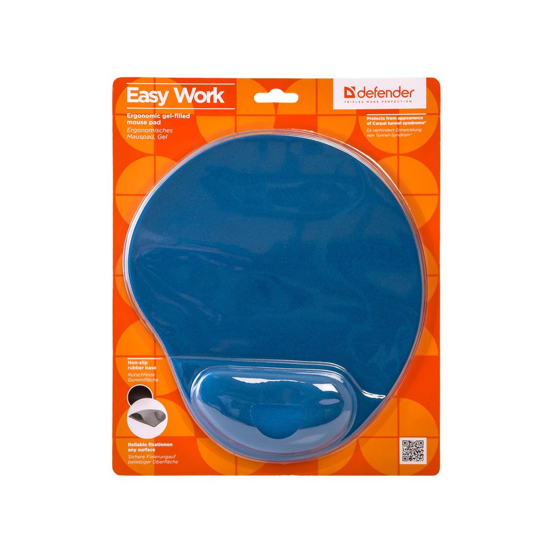 Коврик для мыши Defender EasyWork, синий, гелевая подушка, покрытие тканевое / Коврики для мыши №3