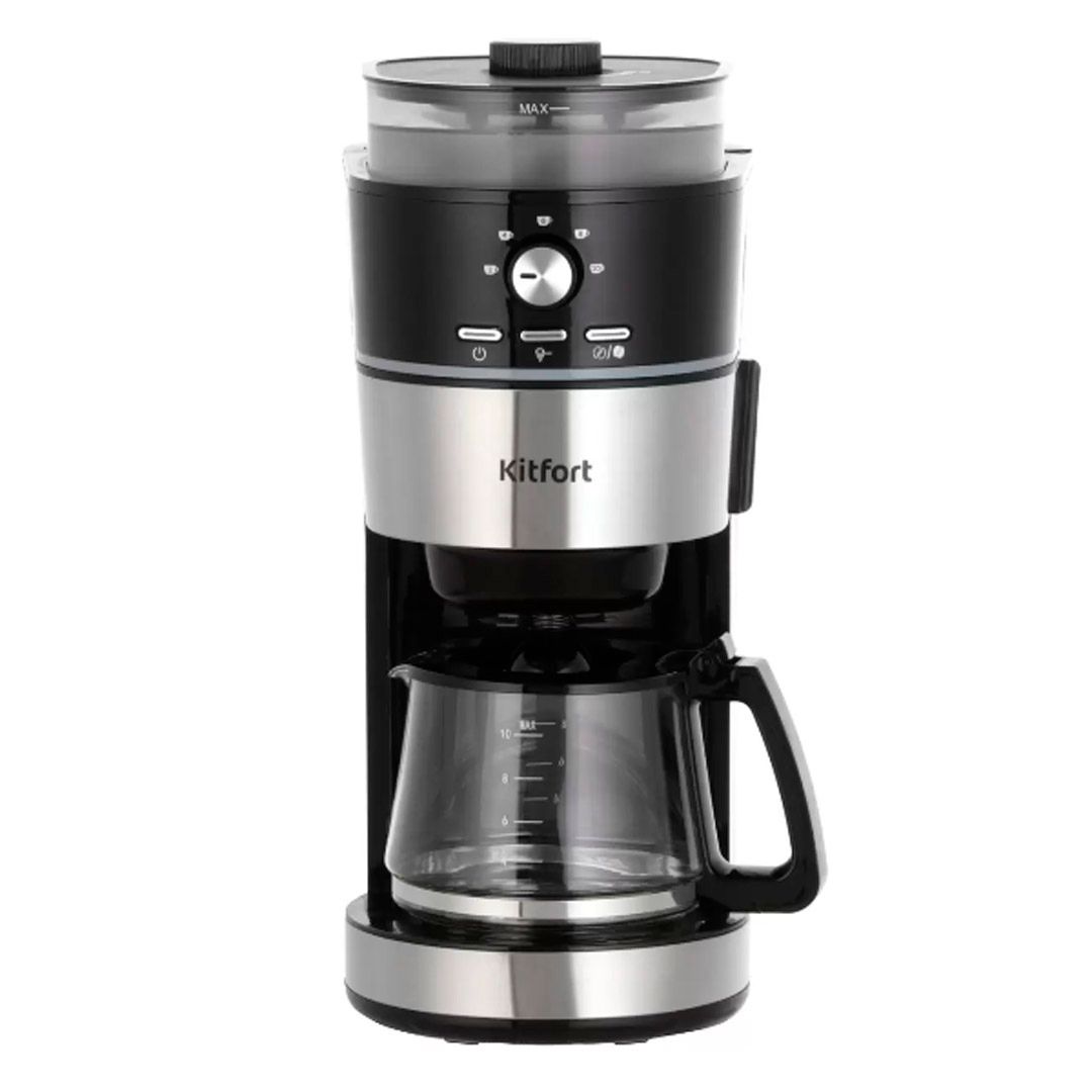 Кофемашина Kitfort KT-737, зерновой и молотый, серо-черная / Кофемашины	