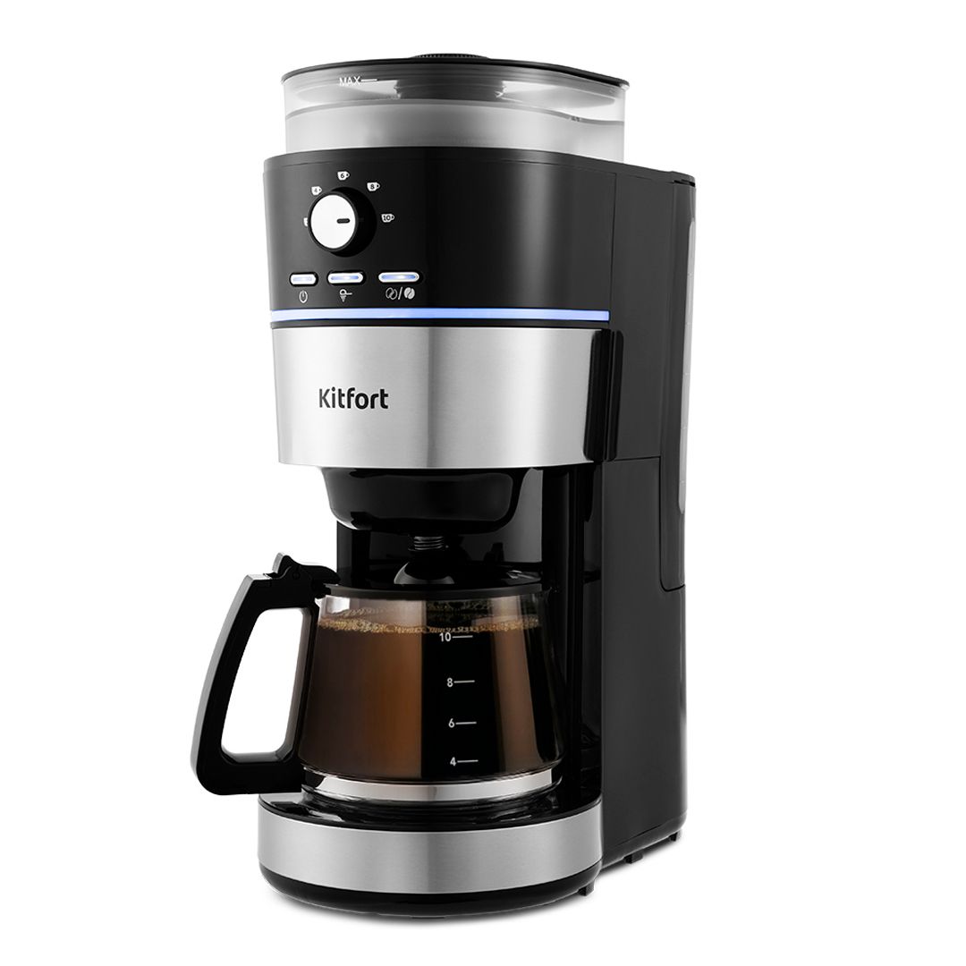 Кофемашина Kitfort KT-737, зерновой и молотый, серо-черная / Кофемашины	 №2