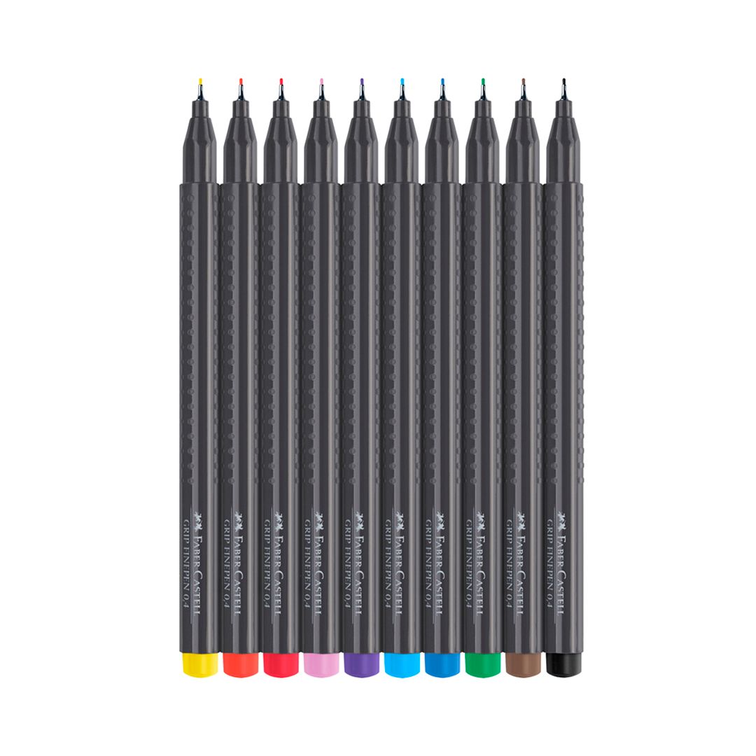 Ручка капиллярная Faber-Castell, 0.4 мм, 10 цветов, трехранная форма, антискользящая зона / Ручки капиллярные №2