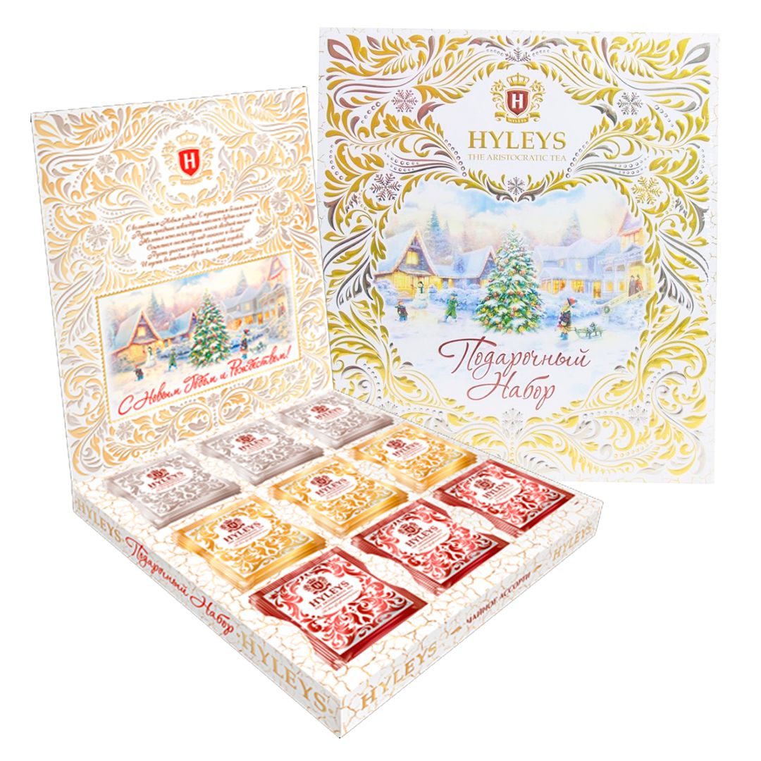 Подарочный набор чая Hyleys "С Новым Годом", 3 вкуса, 45 пакетиков, ассорти / Чай пакетированный oe.kz Подарочный набор чая Hyleys "С Новым Годом", 3 вкуса, 45 пакетиков, ассорти / Чай пакетированный
