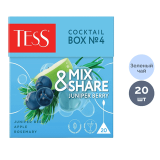 Чай Tess "Cocktail Box №4" Можжевельник, зеленый, среднелистовой, 20 пирамидок / Чай пакетированный