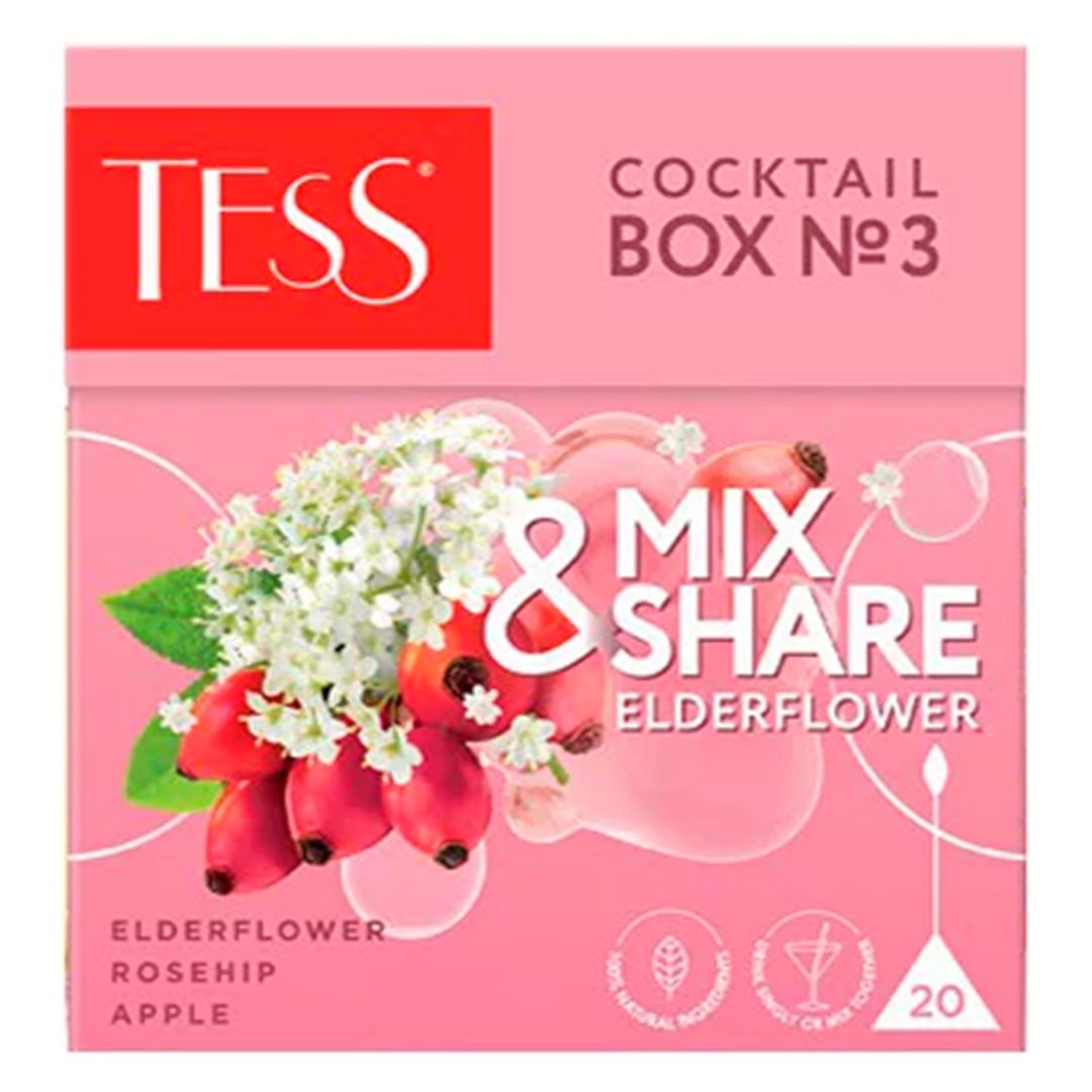 Чай Tess "Cocktail Box №3" Бузина, зеленый, среднелистовой, 20 пирамидок / Чай пакетированный