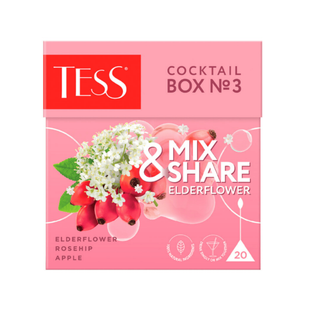 Шай Tess "Cocktail Box №3" Аюбадам, жасыл шай, орташа жапырақты, 20 пирамидка / Қалташалардағы шай