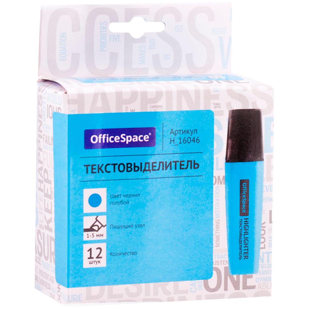 Мәтін бөлектеуіш маркер OfficeSpace, ұшы қиғаш 1-5 мм, көк, баға бір дана үшін / Мәтін бөлектеуіштер №4