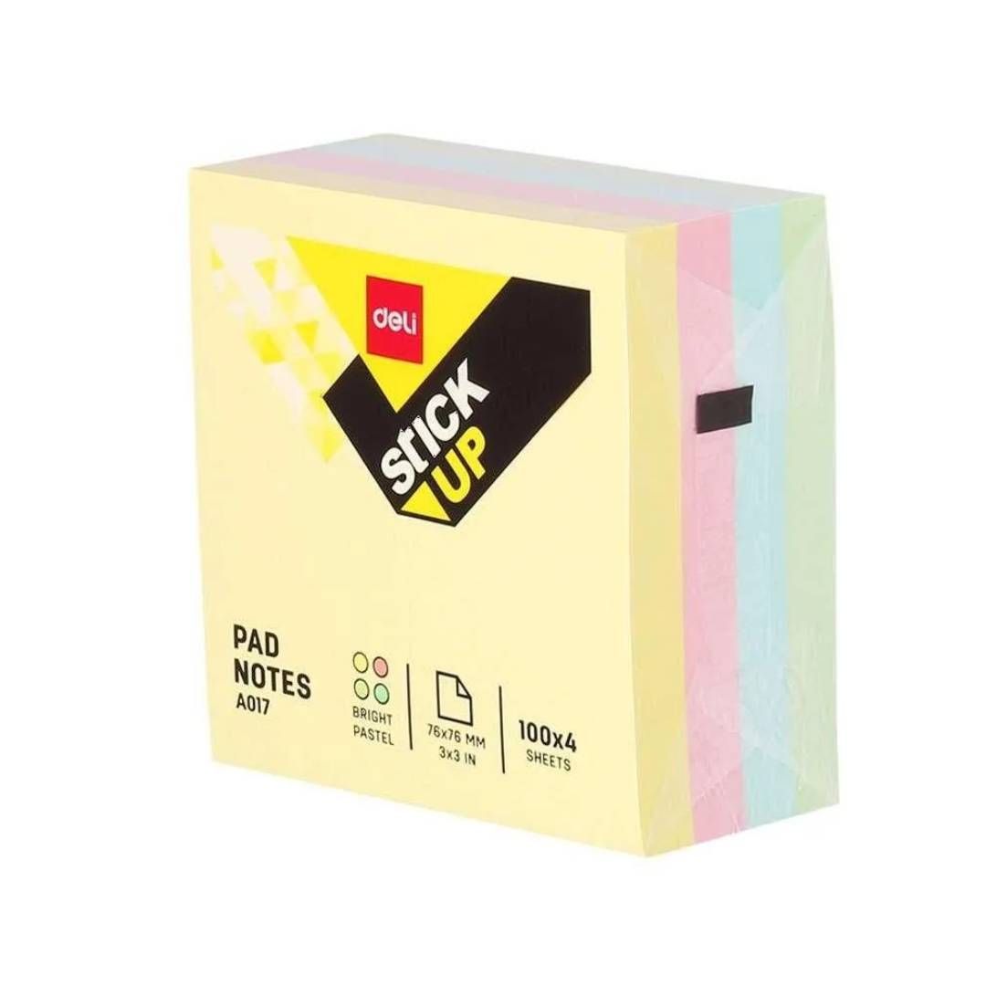 Блок самоклеящийся 76*76 мм, Deli, 4 цвета, 400 листов / Блоки самоклеящиеся №3