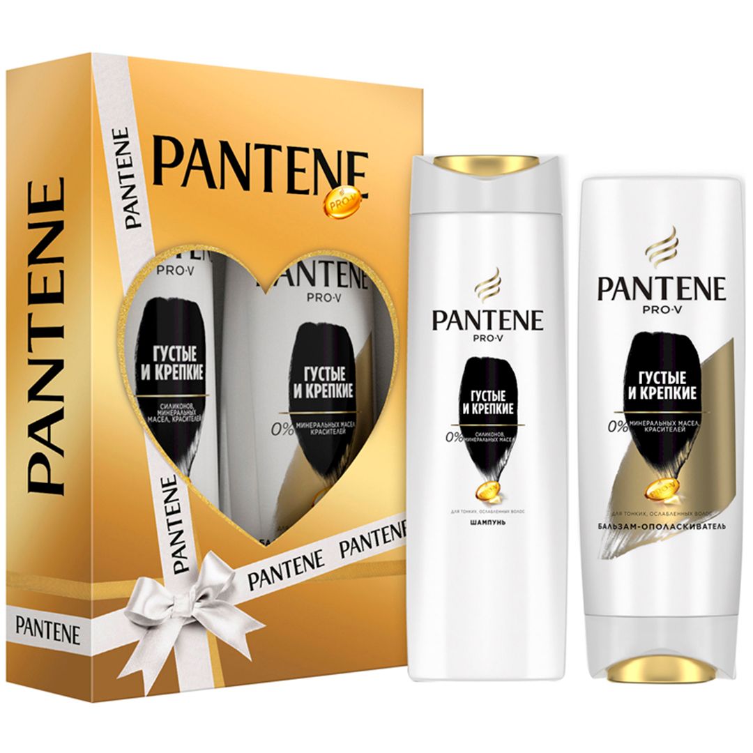 Подарочный набор Pantene "Густые и крепкие", шампунь 250 мл+бальзам 200 мл / Средства для рук