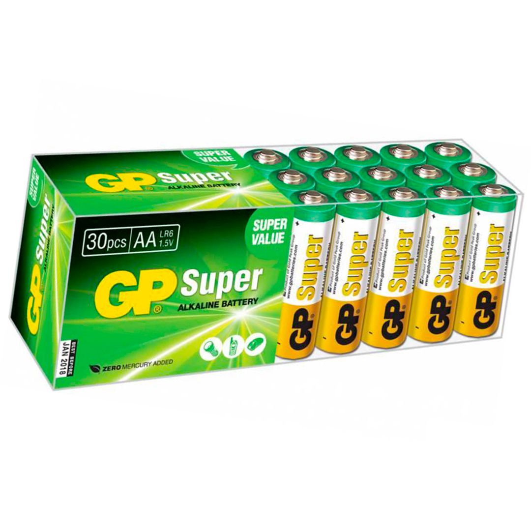 Батарейки GP Super мизинчиковые АAA LR03 24A, 1.5V, алкалиновые, 30 шт./уп, в пленке / Батарейки