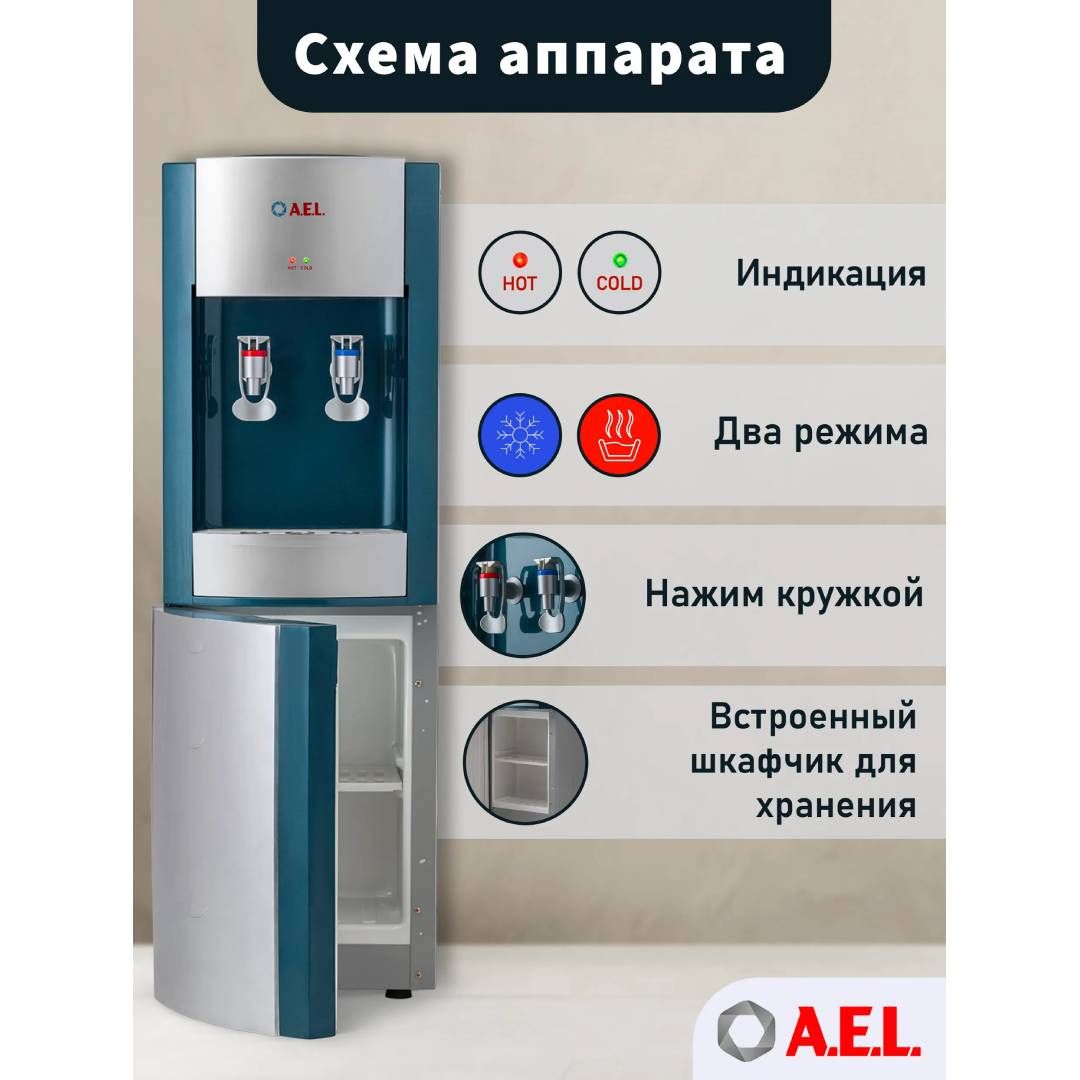 Кулер для воды LD-AEL-28c, напольный, маренго/серебристый / Диспенсеры для воды	 №6