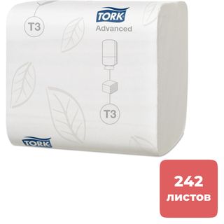 Парақтық дәретхана қағазы Tork "Advanced", 242 п., 2 қабатты, V-бүктелу, парақ өлшемі 11*19 см, ақ / Кәсіби дәретхана қағаздары