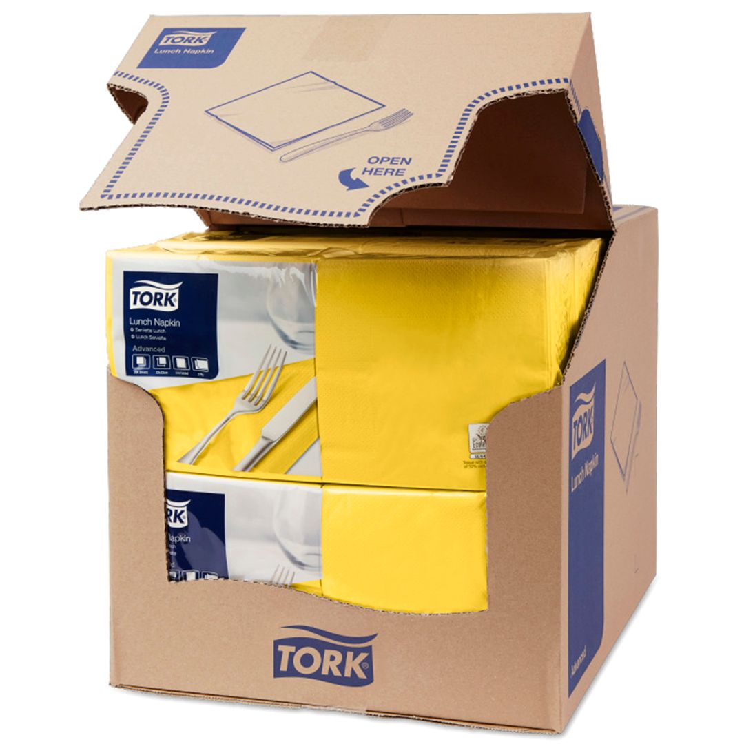 Tork Advanced майлықтары, 2 қабатты, 200 дана, өлшемі 33*33 см, сары