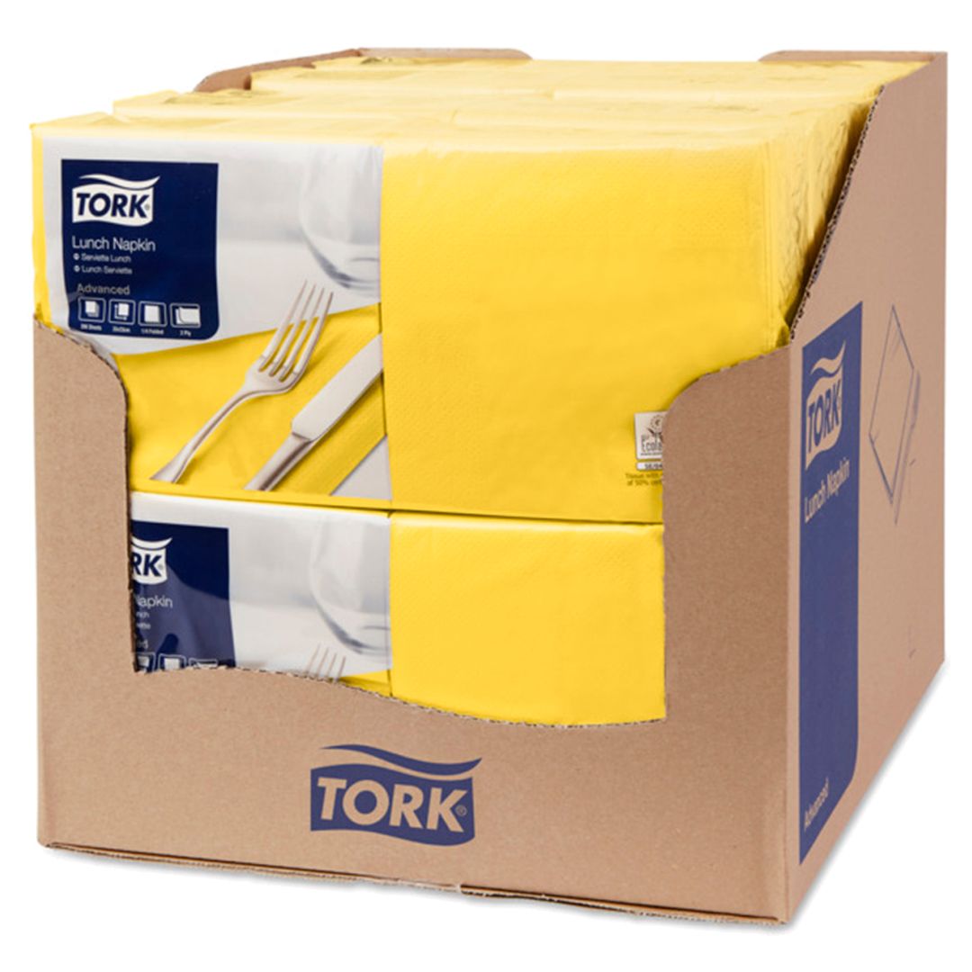 Tork Advanced майлықтары, 2 қабатты, 200 дана, өлшемі 33*33 см, сары