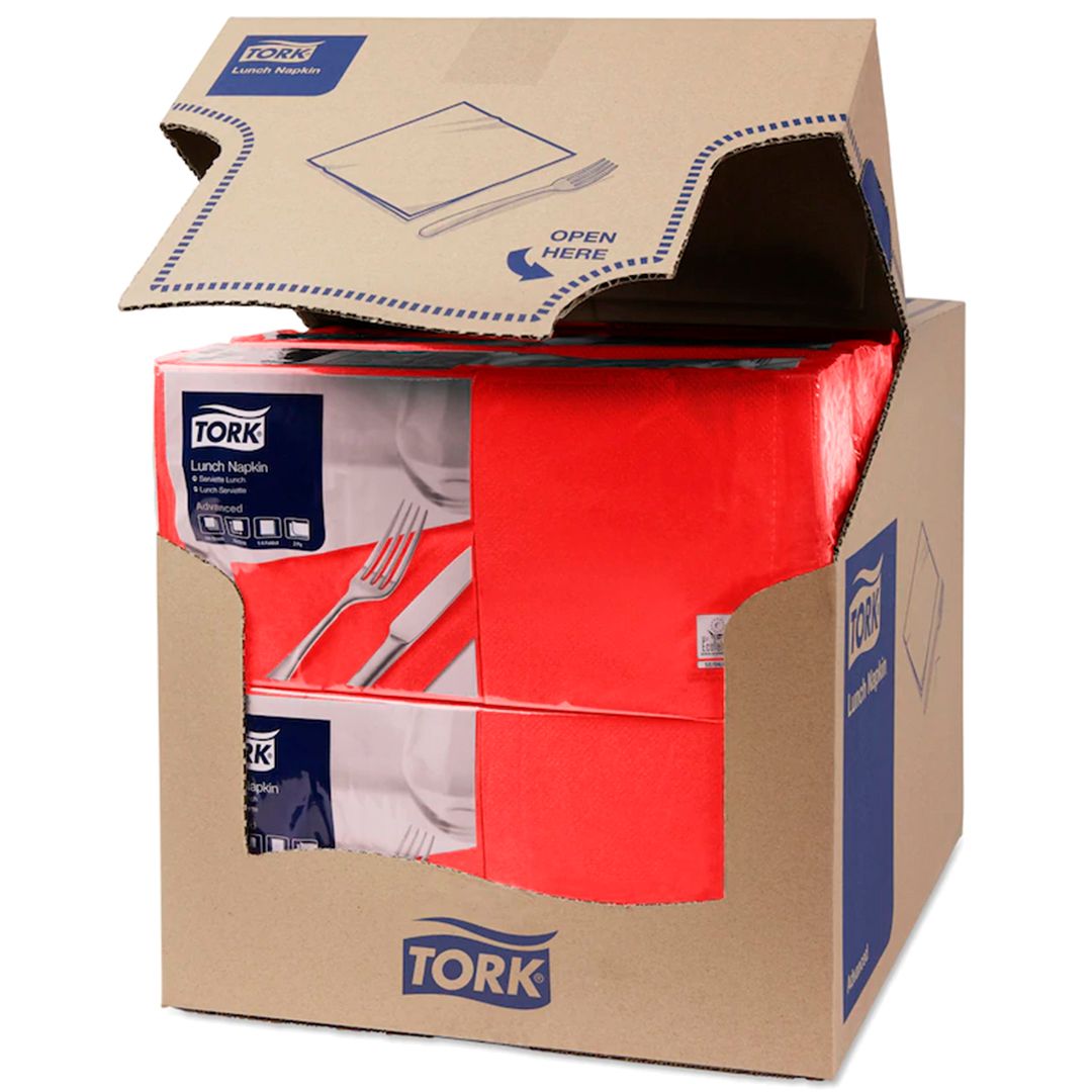 Tork Advanced майлықтары, 2 қабатты, 200 дана, өлшемі 33*33 см, қызыл