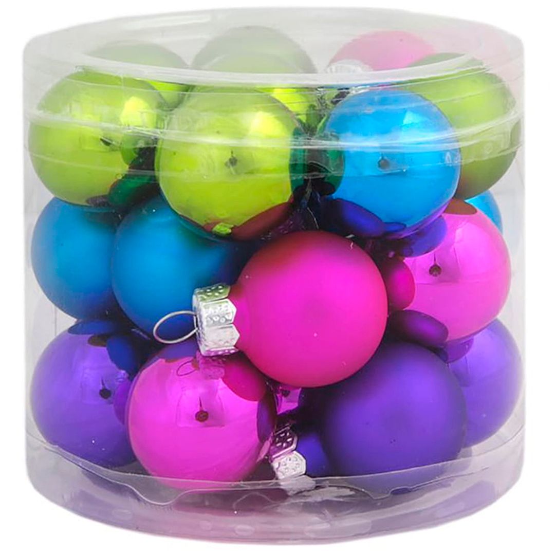 Набор стеклянных шаров "Яркий микс", 25 мм, 24 шт., ассорти / Елочные украшения oe.kz Набор стеклянных шаров "Яркий микс", 25 мм, 24 шт., ассорти / Елочные украшения