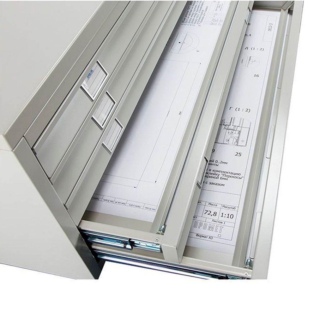 Картотечный шкаф Промет "Практик A1-05/3", 5 ящика, 1010*691*465 мм, для папок формата А1 / Файл-кабинеты №2