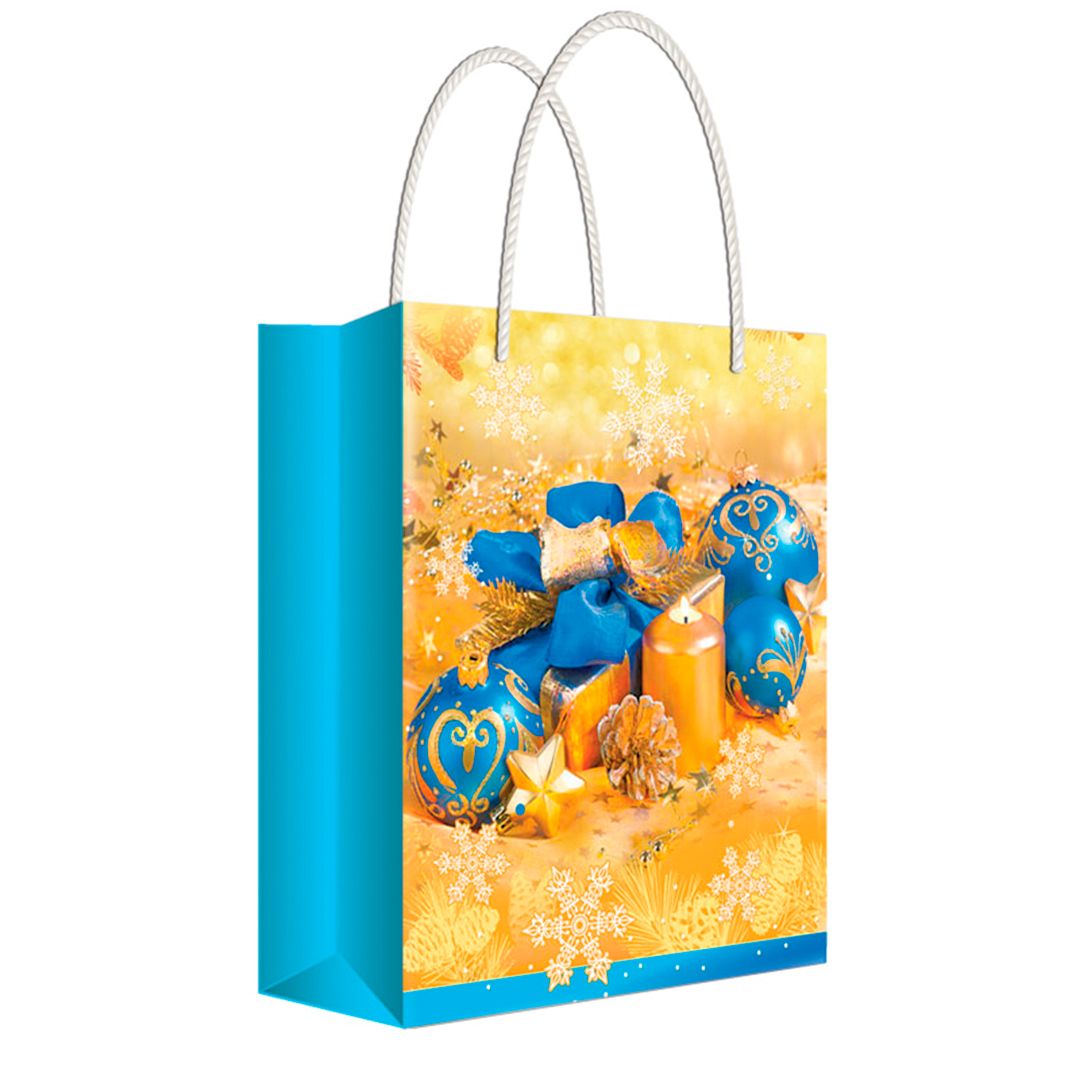 Пакет подарочный Русский дизайн "Новогодние игрушки в золоте", размер 22*31*10 см, ламинированный / Упаковка подарков oe.kz Пакет подарочный Русский дизайн "Новогодние игрушки в золоте", размер 22*31*10 см, ламинированный / Упаковка подарков