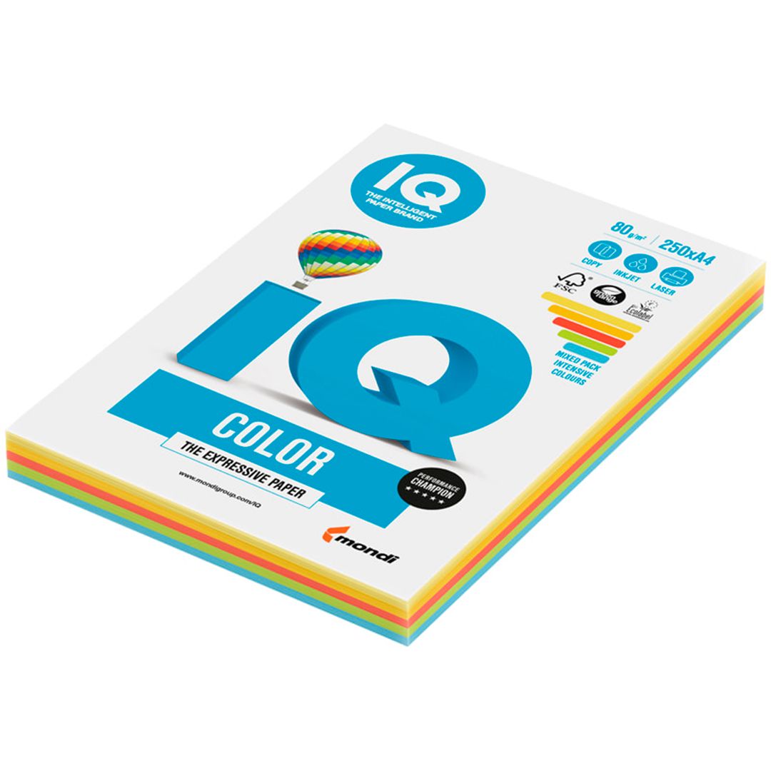 Бумага IQ Color Intensive Mixed Packs, А4, 80 г/м2, 250 листов, 5 цветов / Бумага цветная №2