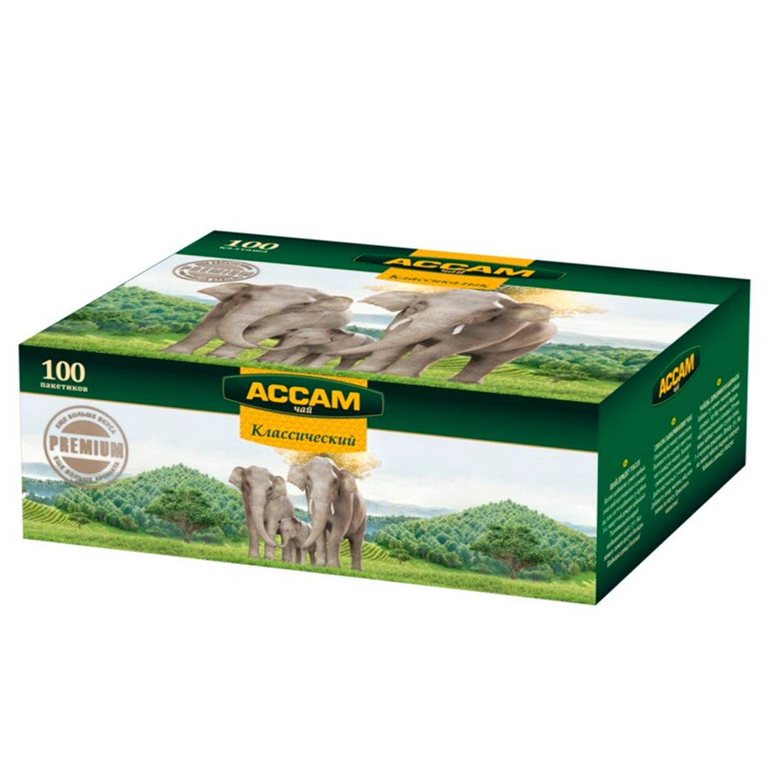Чай Ассам Классический Premium, черный, 100 пакетиков / Чай пакетированный