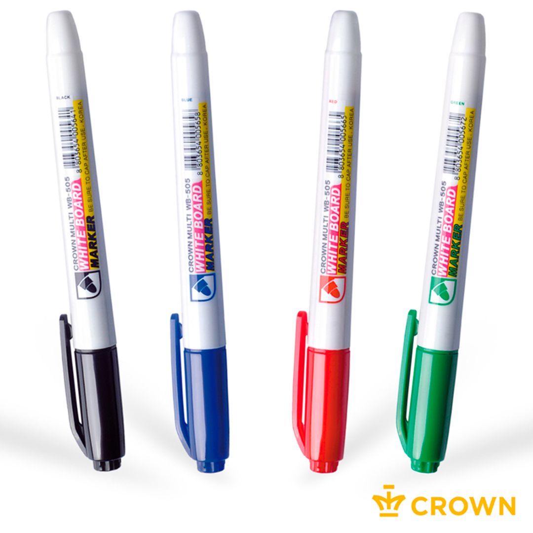 Ақ тақтаға арналған маркер жинағы Crown "Multi Board Slim", 2 мм ұшы оқ тәріздес, 4 түс / Тақтаға арналған маркерлер №2