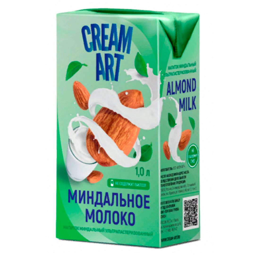 Молоко миндальное Creamart, 1 литр, тетрапакет / Молоко и сливки