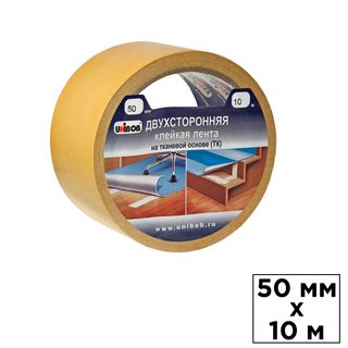 Двусторонняя клейкая лента Unibob, размер 50 мм*10 м, на тканевой основе, белая / Монтажные и специальные ленты