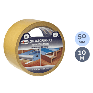 Двусторонняя клейкая лента Unibob, размер 50 мм*10 м, на тканевой основе, белая / Монтажные и специальные ленты