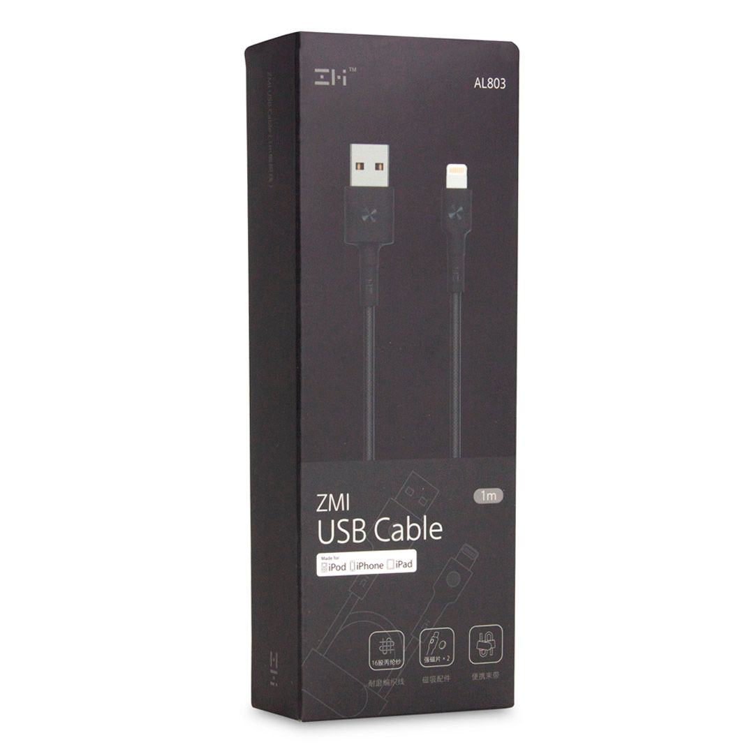 Интерфейсный кабель Xiaomi ZMI MFI AL803/AL805, USB/Lightning, 1 м, черный