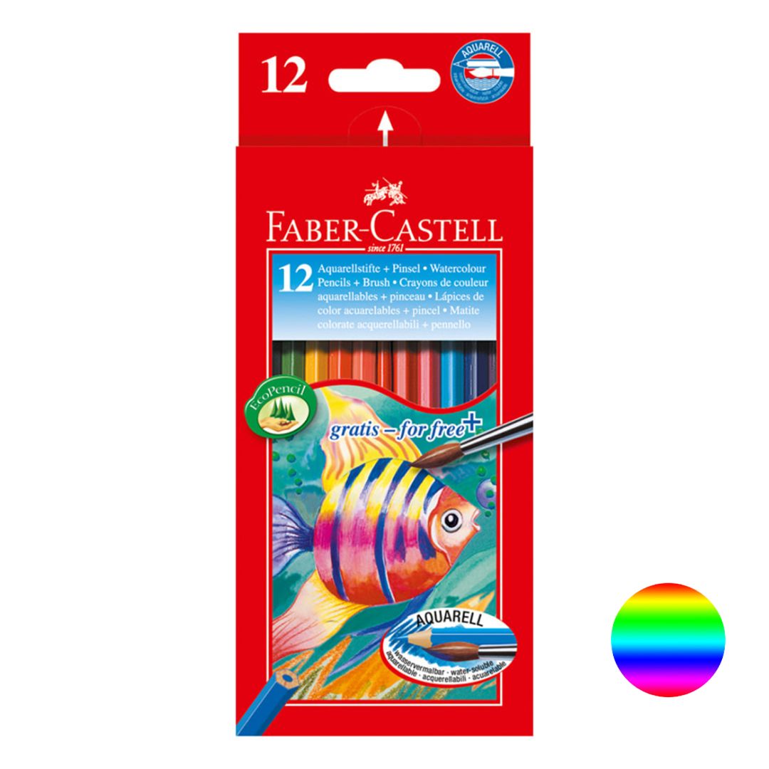 Карандаши цветные акварельные Faber-Castell, 12 цветов, с кисточкой / Аксессуары для лепки