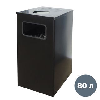 Күлсалғышы бар металл қоқыс жәшігі Титан "Квадро-11", 80 л, қара / Қоқыс жәшіктері