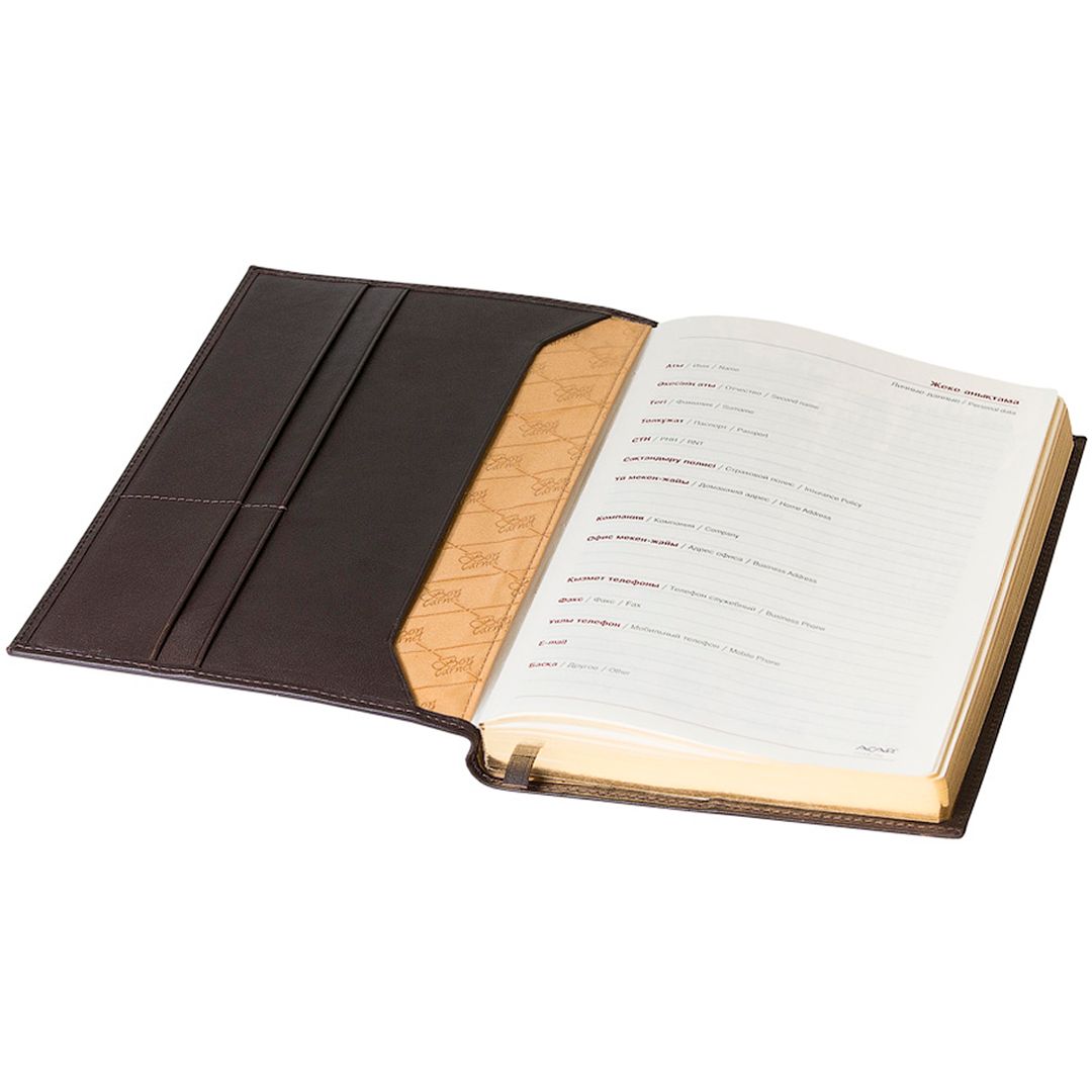 Ежедневник недатированный Prestige, А5+, 176 л, с золотым срезом, коричневый / Ежедневники недатированные №3