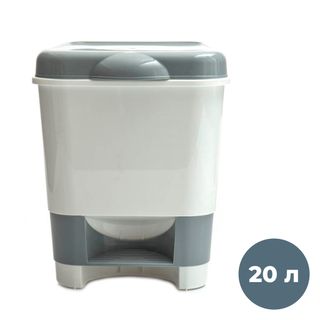 Қоқысқа арналған шелек-контейнер OfficeClean, 20 л, басқышпен, пластик, сұр / Қоқыс контейнерлері мен шелектері