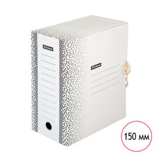 Папка архивная OfficeSpace "Standard", 150*260*320 мм, вместимость 1400 листов, с завязками, белая / Архивные короба и папки с завязками