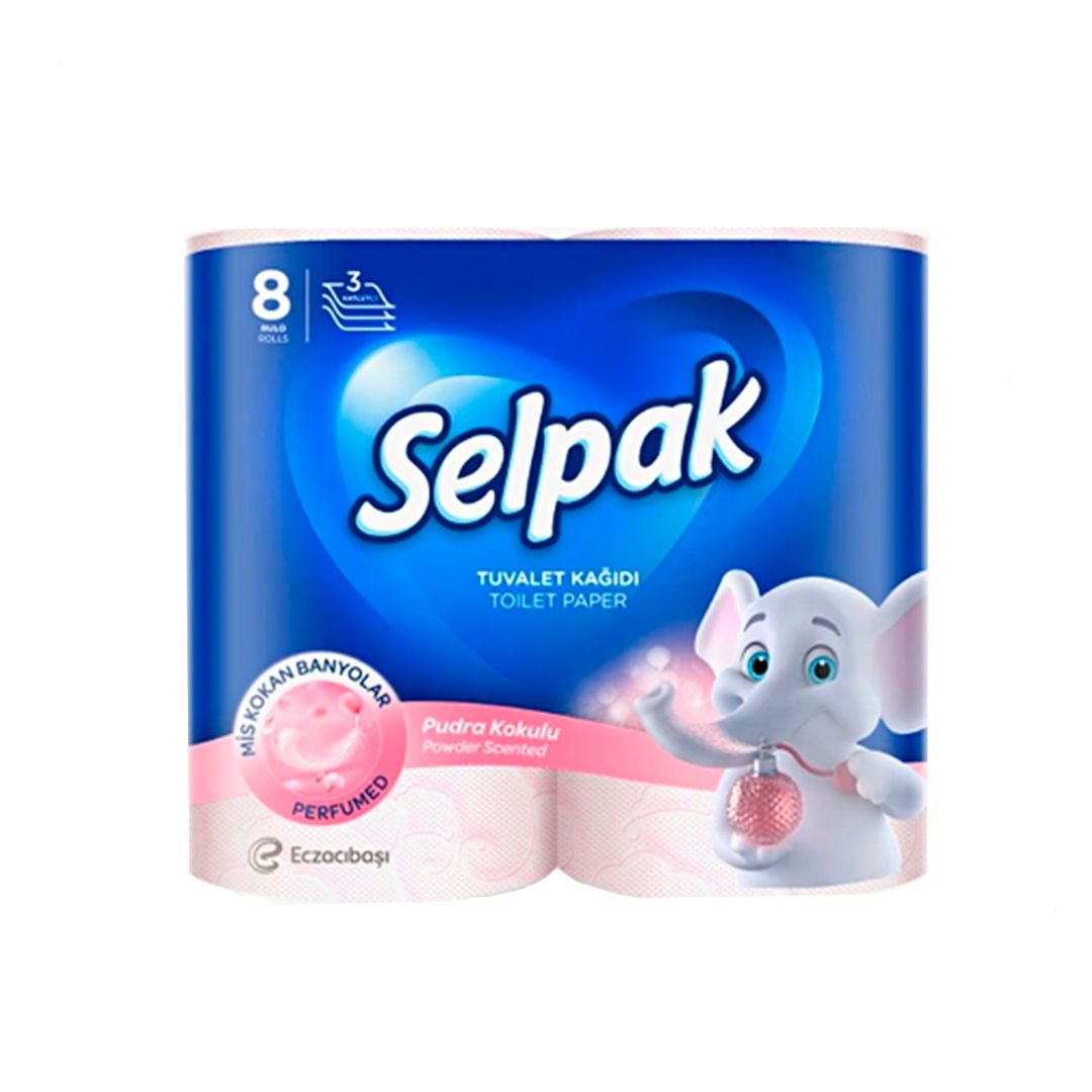 Туалетная бумага рулонная Selpak Aroma Pudra, 3-х слойная, 8 рулонов / Бумага туалетная бытовая