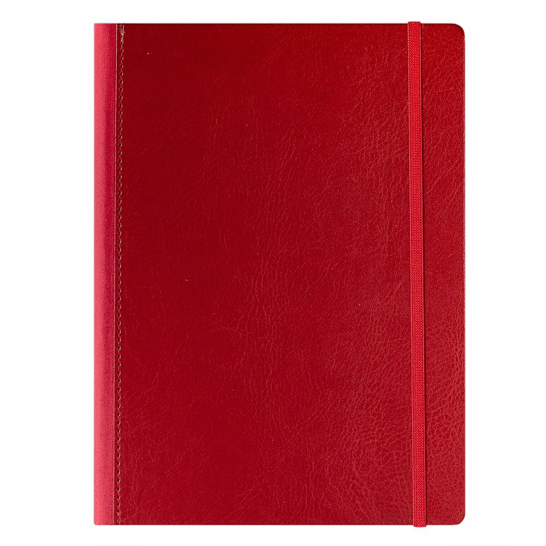 Ежедневник недатированный Agnes с резинкой, А5 формат, 128 листов, кожзам, в линейку, красный / Ежедневники недатированные