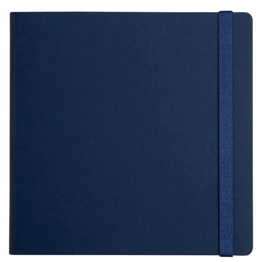 Записная книжка Square, 180*180 мм, 128 л, на резинке, в клетку, петля для ручки. твердая, синий